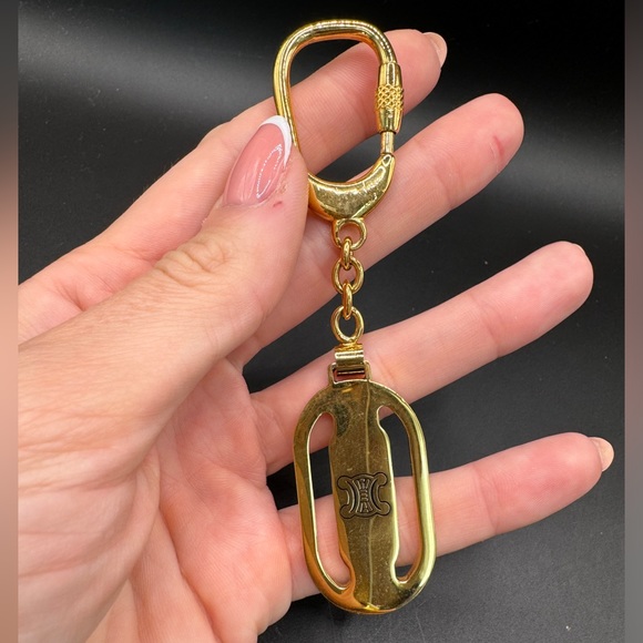 CELINE 24-Karat Gold-Plated Triomphe Keychain or Bag Charm, GUC - Picture 8 of 12